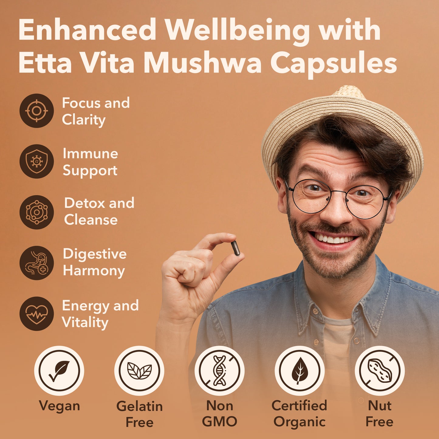 USDA Organic Mushroom Complex with 10 Mushrooms & Ashwagandha