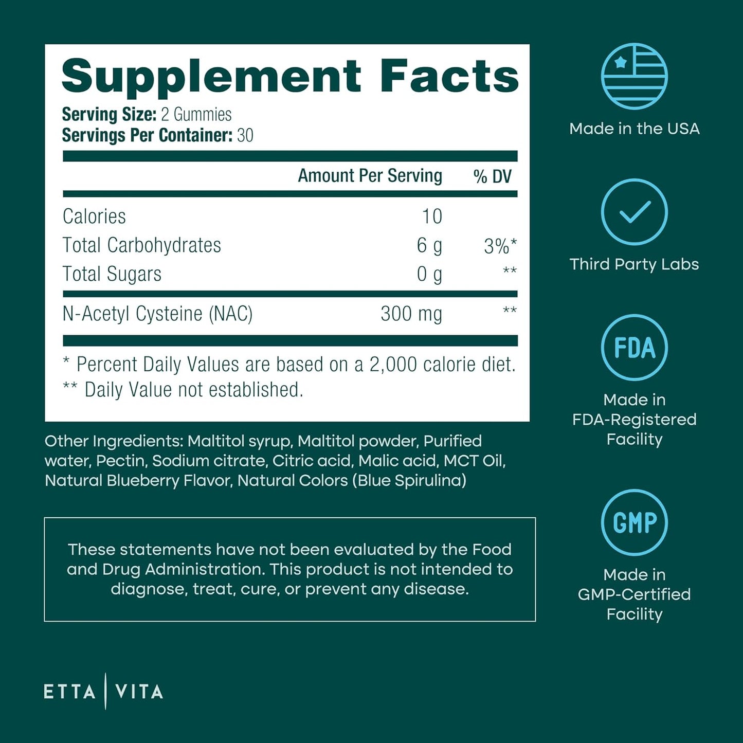 Sugar-Free NAC Gummies (N-Acetyl Cysteine Supplement)