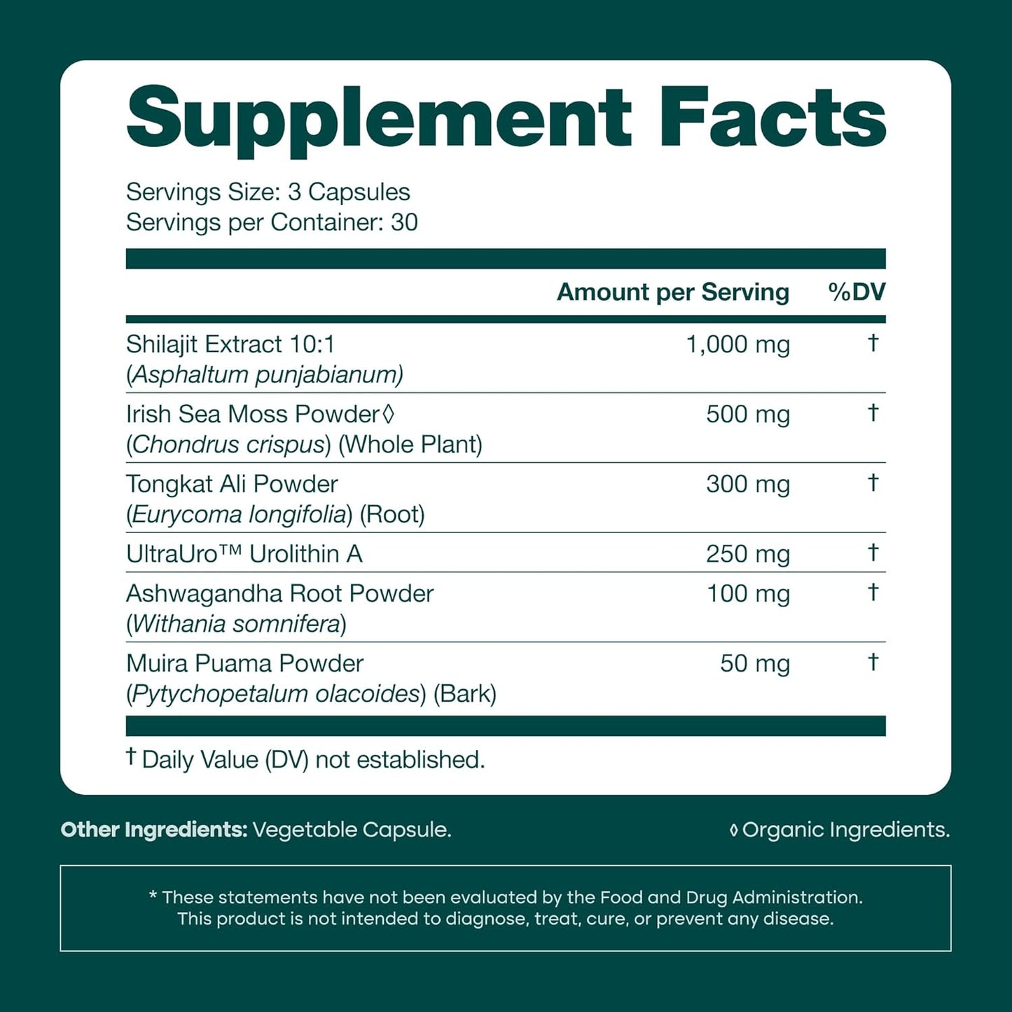 Urolithin-A Complex w Shilajit, Organic Sea Moss, Ashwagandha & Tongkat Ali, Natural Energy, Libido, Hormone Balance, and Focus for Men & Women (Made in USA - 3rd Party Tested