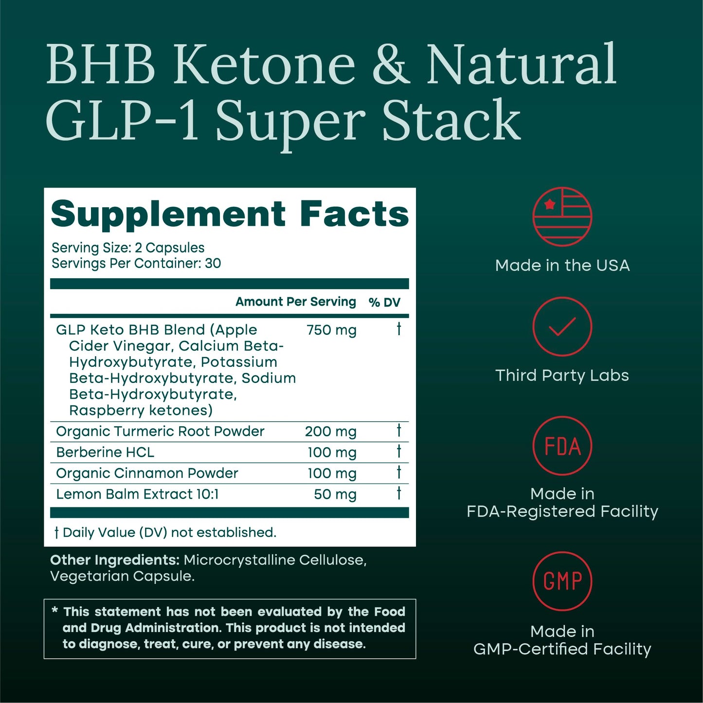 GLP-1 Burn+ BHB Ketone Activated - with Organic Turmeric, Cinnamon, and Berberine