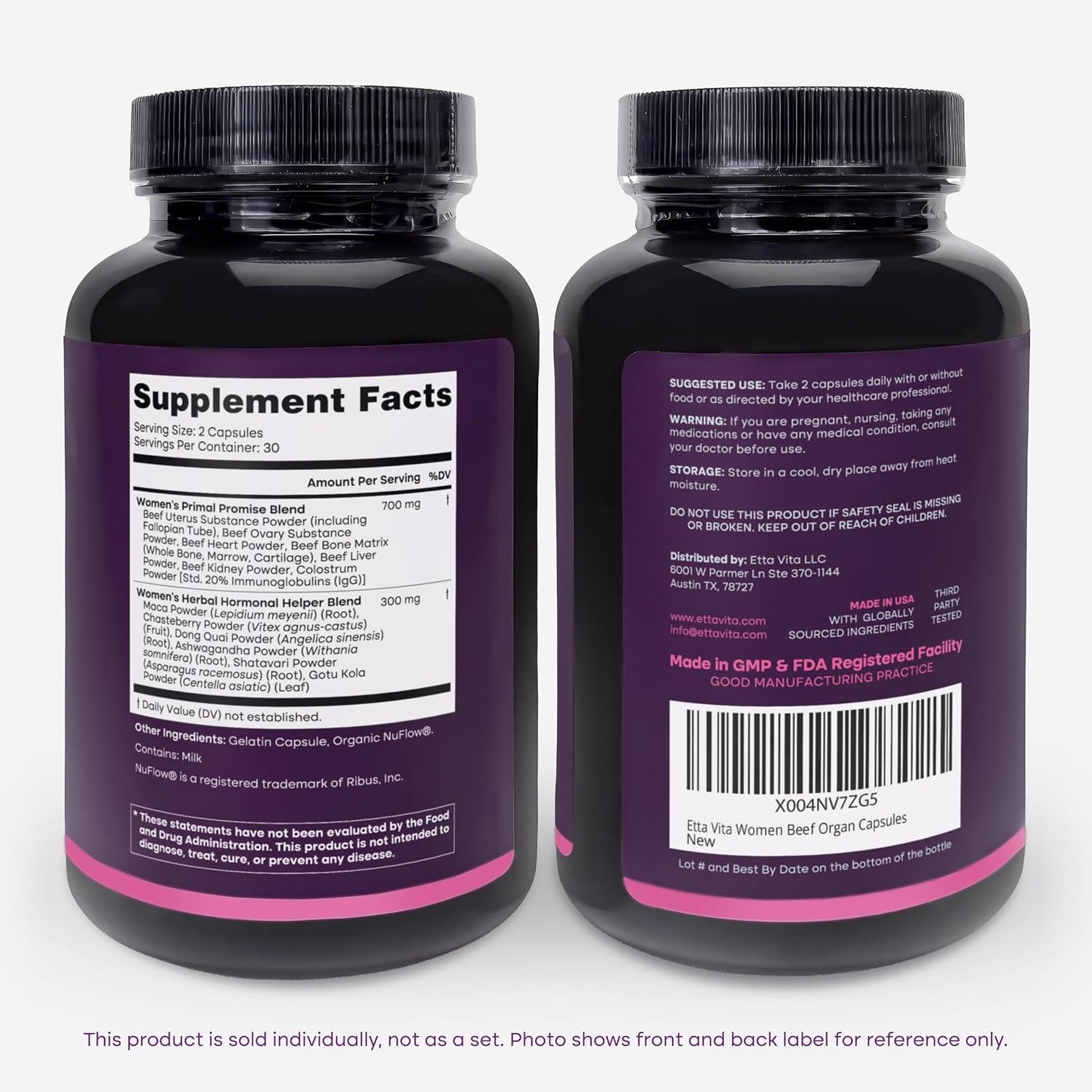Primal Beef Organ Supplement for Women - Made with Grass-Fed/Finished Organs: Ovary, Uterus, Liver, Kidney, Heart, Bone Matrix, Colostrum, Maca, Ashwagandha, Shatavari & Chasteberry - Energy Support Made in USA
