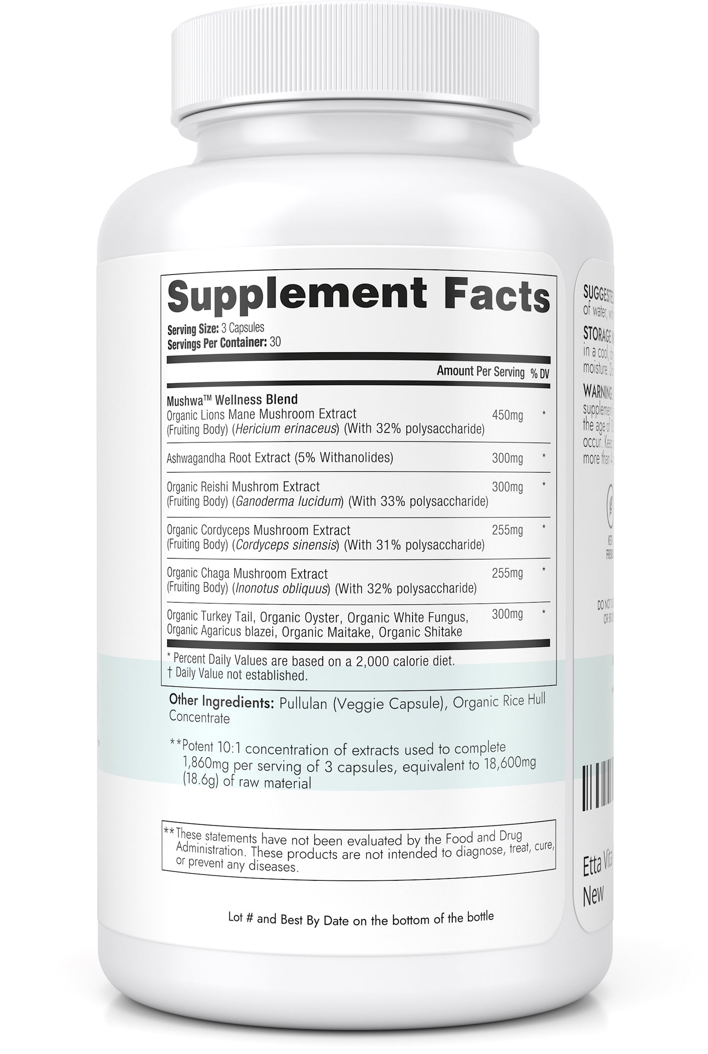 USDA Organic Mushroom Complex with 10 Mushrooms & Ashwagandha