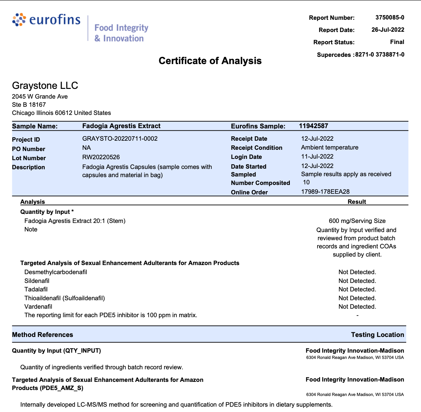 Organic Fadogia Agrestis 600mg for Natural Test Support