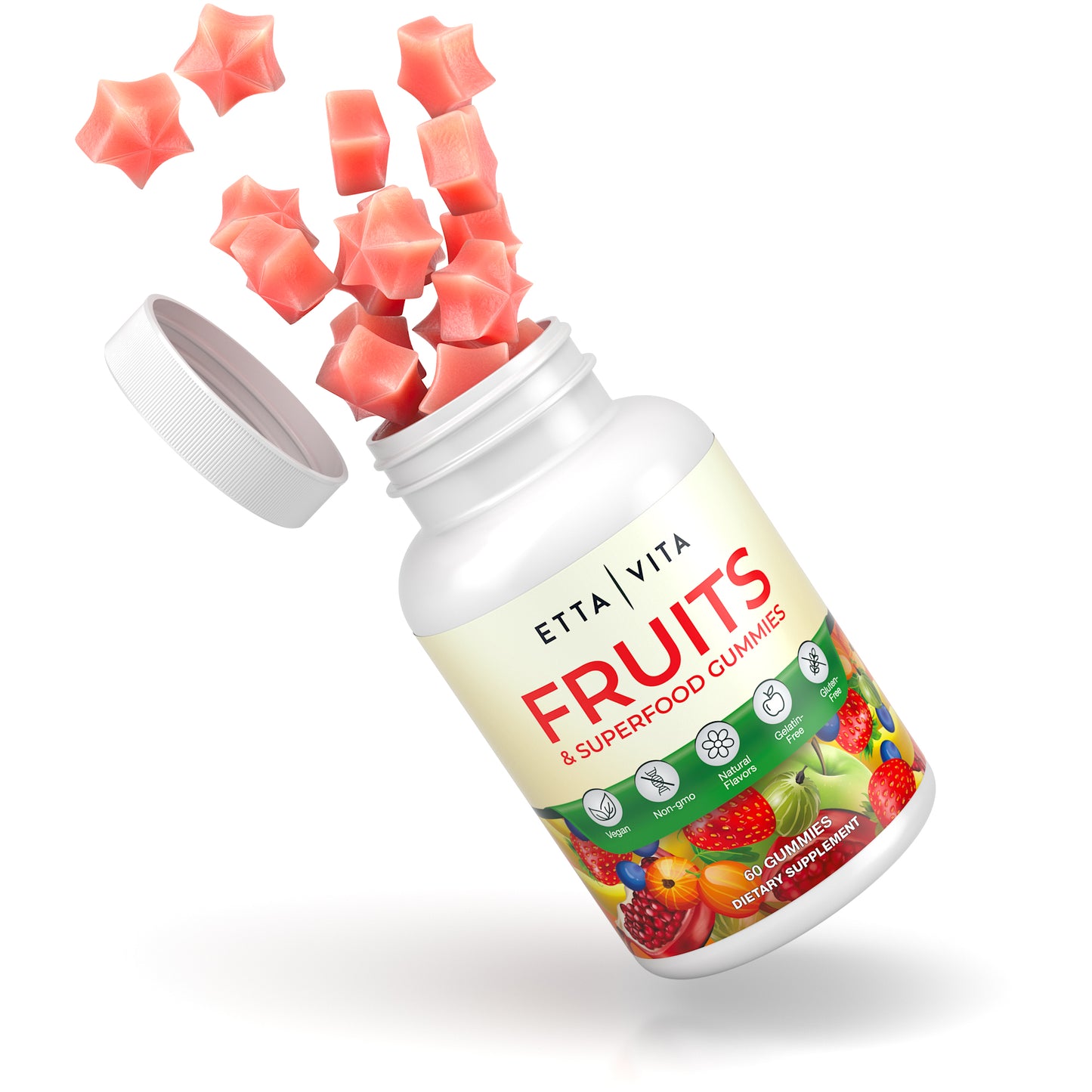 Vegan Superfruits Gummies for Detox & Repair with Organic Silica and 9 Superfood Fruits
