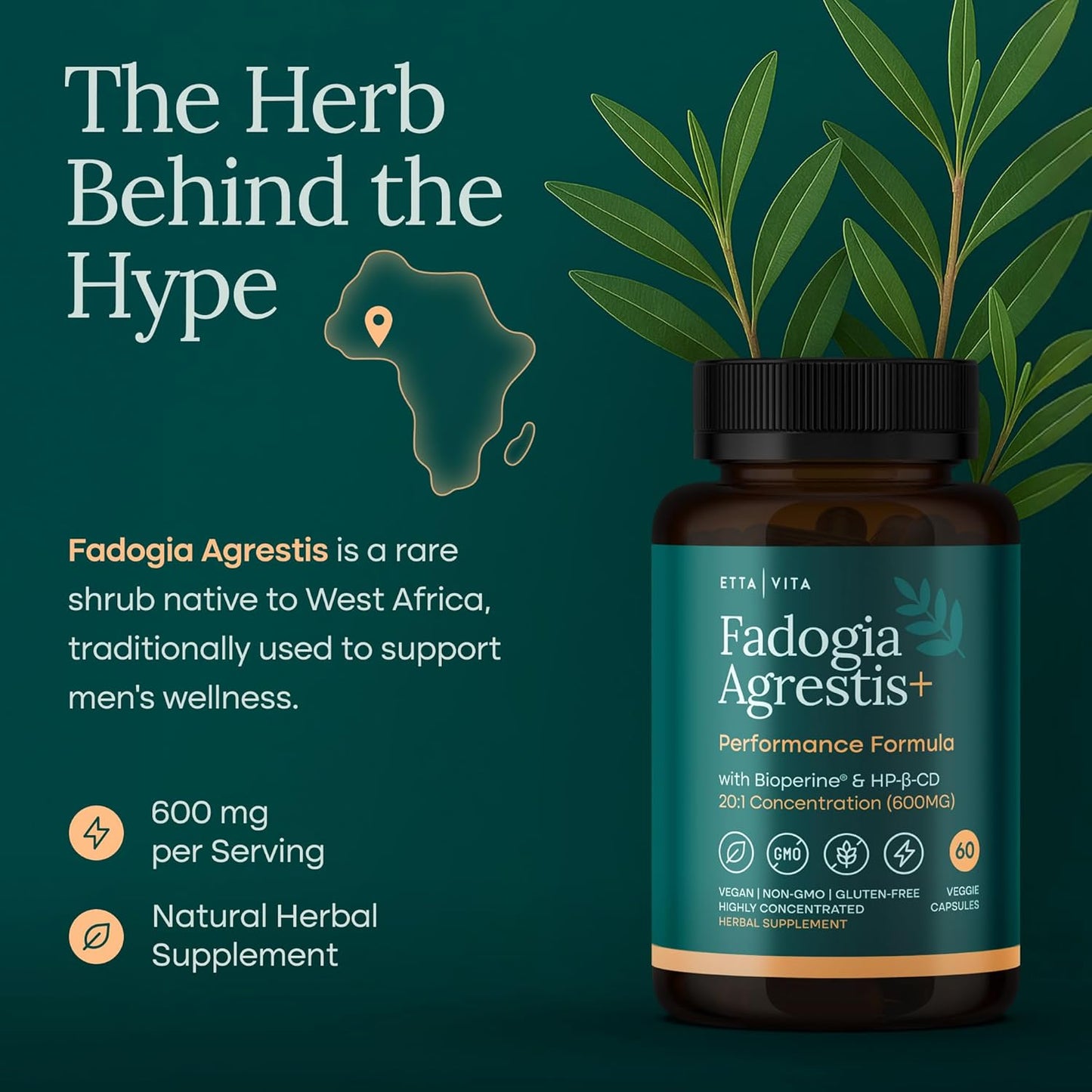 Organic Fadogia Agrestis 600mg for Natural Test Support