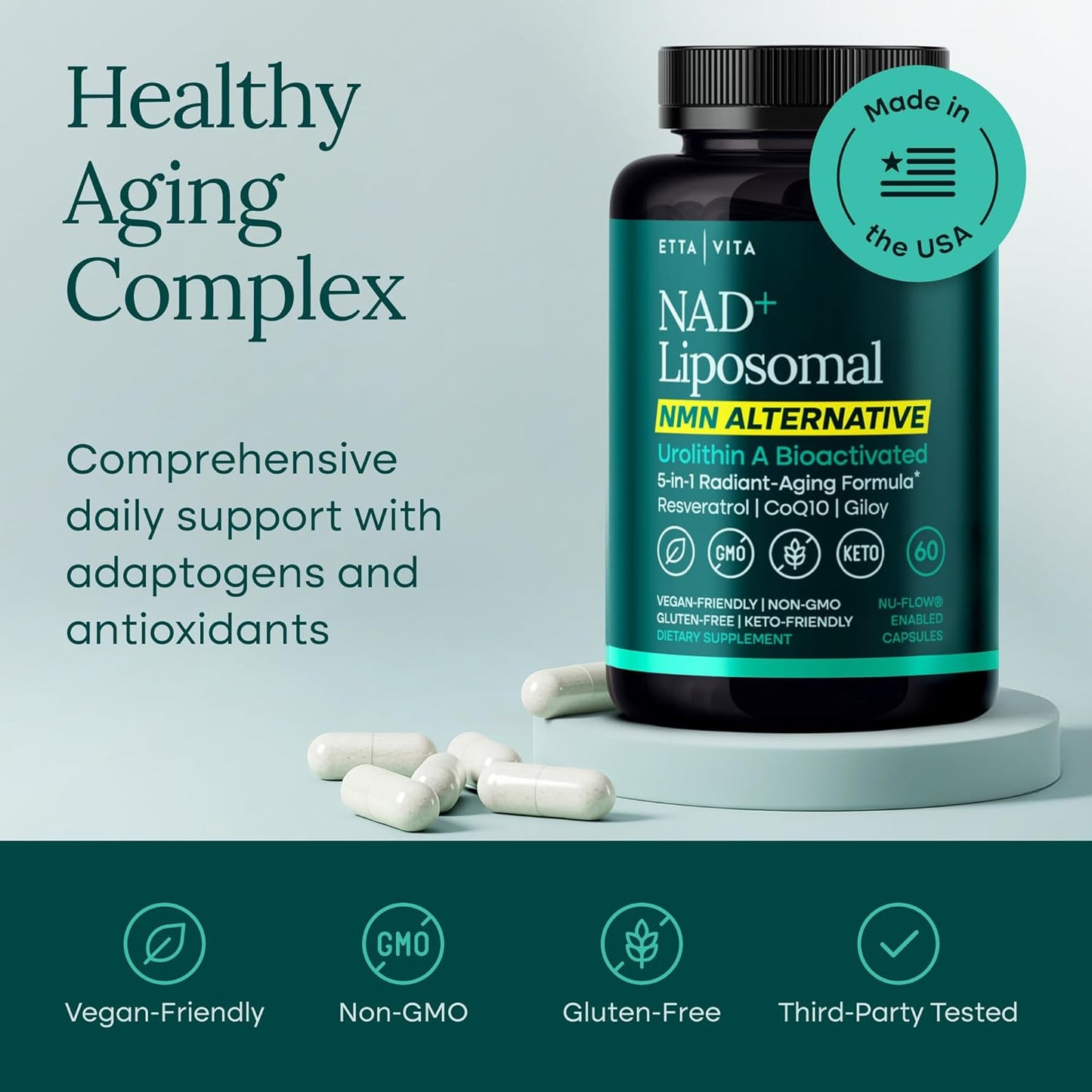 Liposomal NAD+ Supplement - Resveratrol, Urolithin A, CoQ10 & Muira Puama