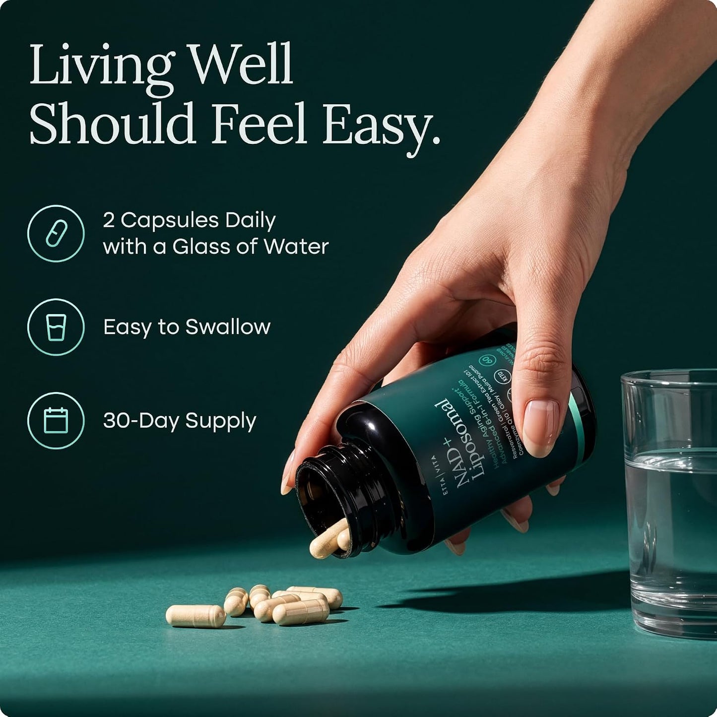 NAD+ Supplement 500mg with Resveratrol & CoQ10 for Cellular Energy, 60 Ct
