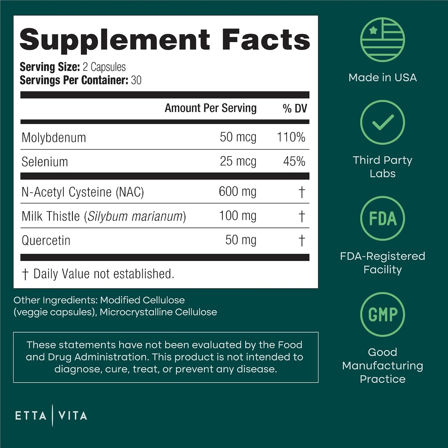 NAC Supplement N-Acetyl Cysteine 600mg - Liver & Immune Support 60 Capsules