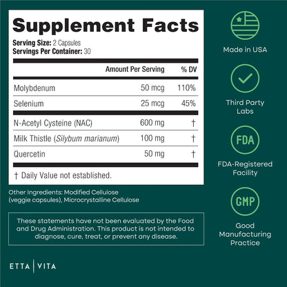 NAC Supplement N-Acetyl Cysteine 600mg - Liver & Immune Support 60 Capsules