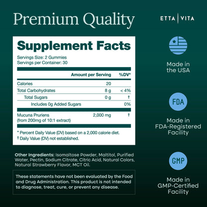 Dopamine Supplement - Sugar-Free Mucuna Pruriens Gummies