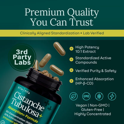 Potent Cistanche Tubulosa Capsules (500 mg) Stress Response, Mood & Cortisol Support