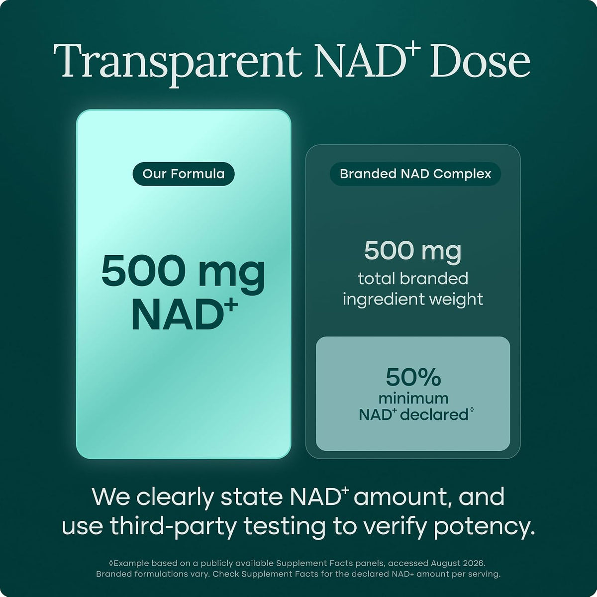 NAD+ Supplement 500mg with Resveratrol & CoQ10 for Cellular Energy, 60 Ct