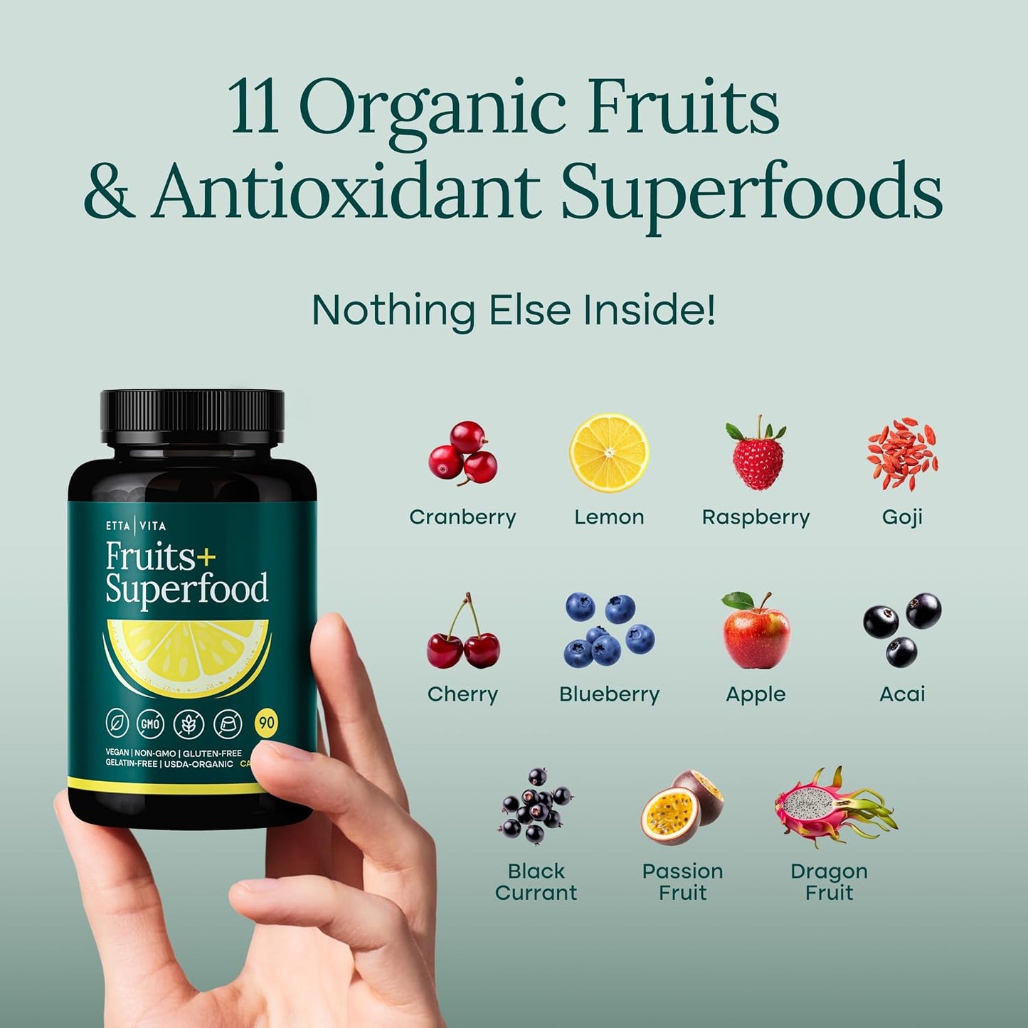 USDA Organic Fruits and Veggies Supplement, 31 Whole Foods, 180 Vegan Ct