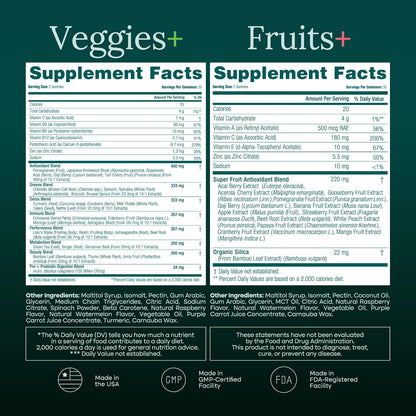 Everyday Debloat & Detox Sugar-Free Fruits and Veggies Gummies - Energy Support with Superfood Fruit and VegetableSupplement (120 Chews) Cruelty-Free, Vegan, Gluten-Free, Fruit and Vegetable Vitamin