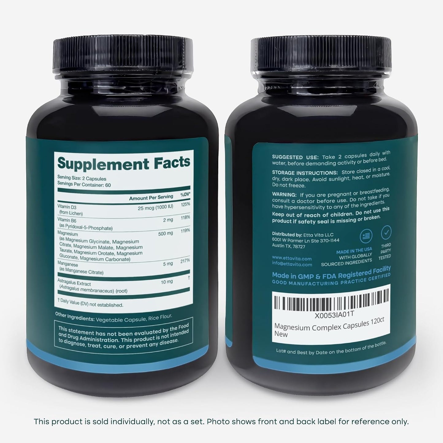 Magnesium Complex for Women & Men 500mg (7-in-1) with VIT D3 & B6-120 Ct