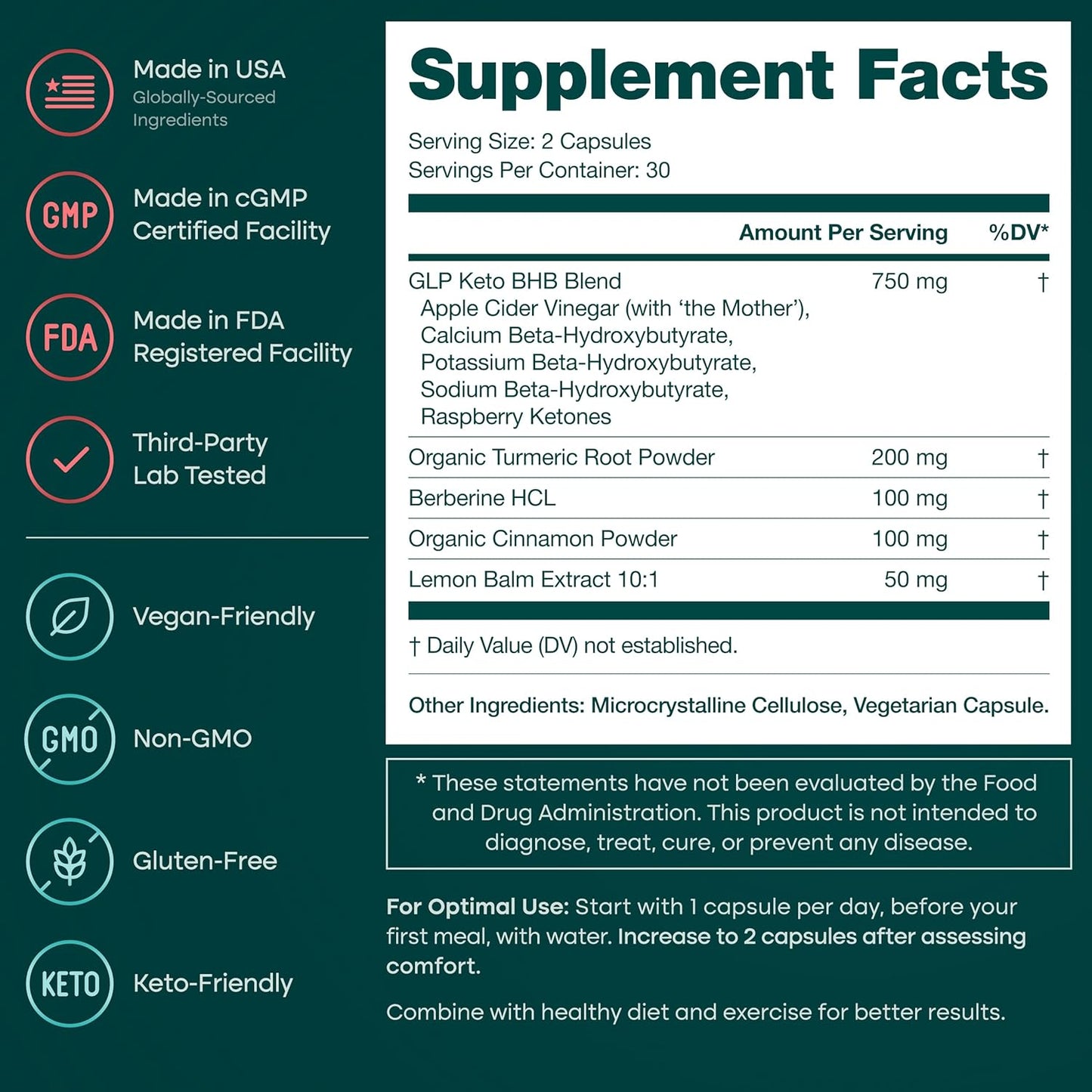 Keto Burn + GLP-1 Support Capsules | BHB, Berberine & ACV