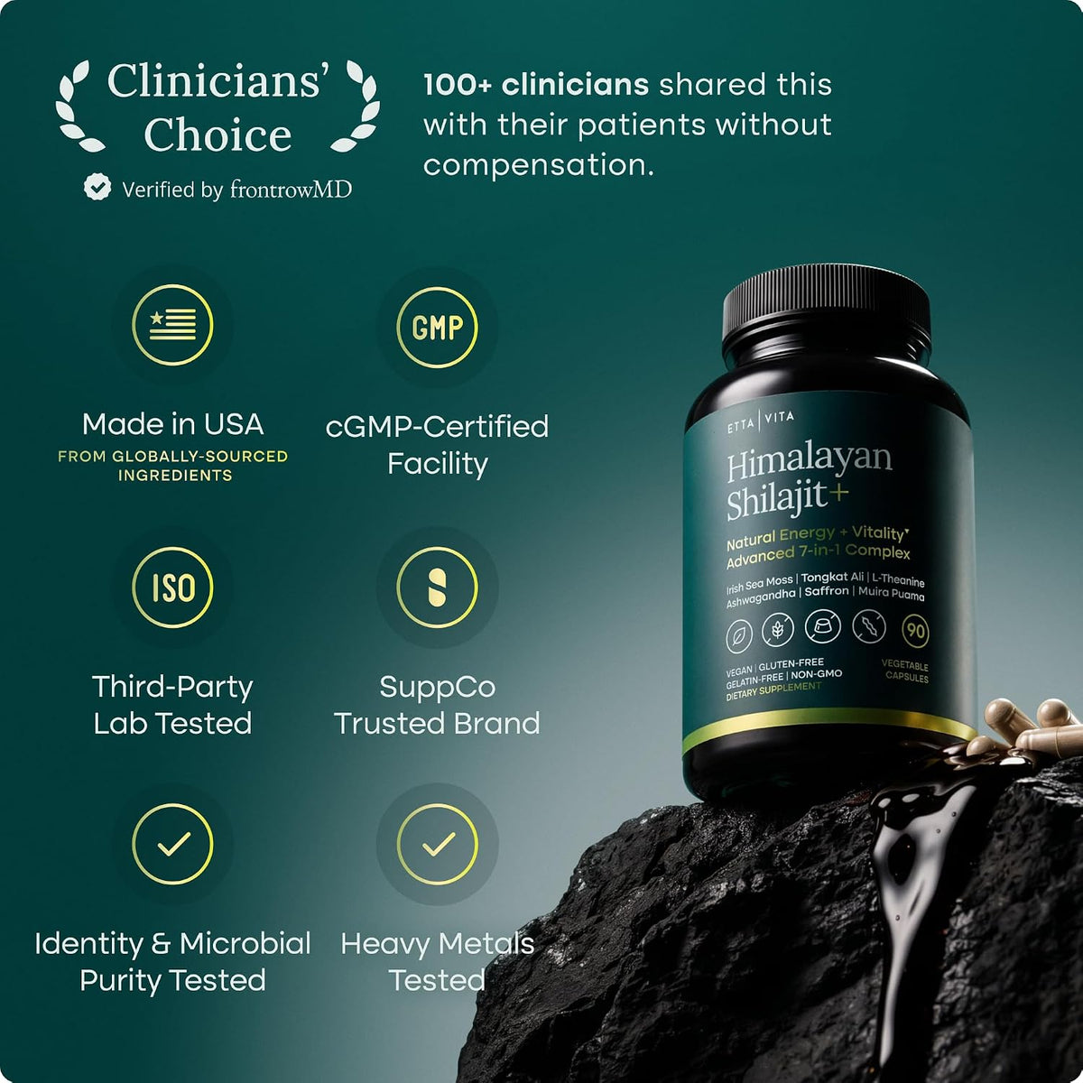 Shilajit Capsules with Organic Irish Sea Moss & Tongkat Ali for Men & Women