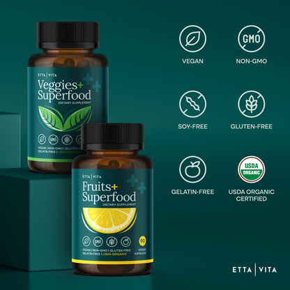 180 Potent Fruits and Vegetable Caps for Energy Boost & Daily Fruit and Vegetable Vitamins