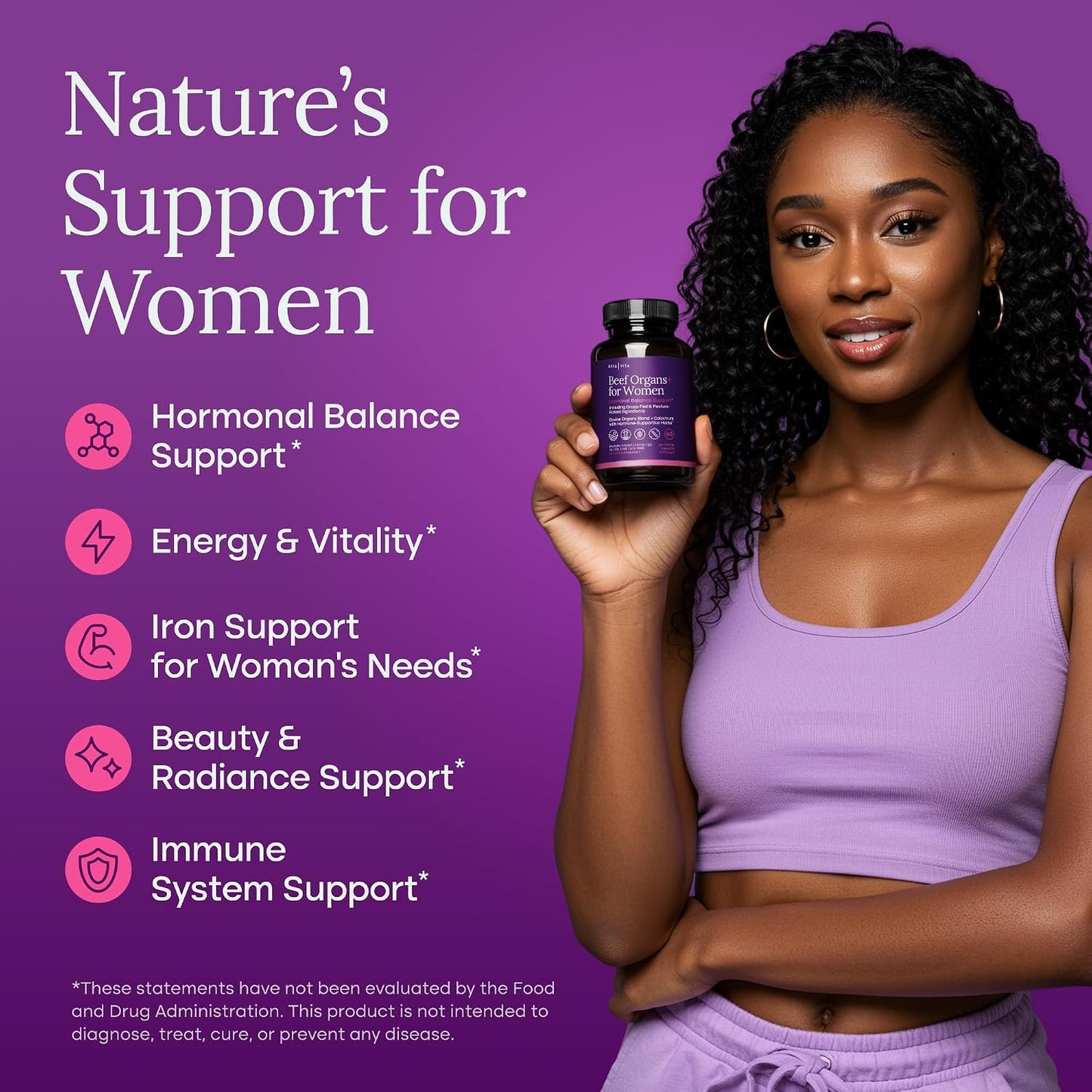 Primal Beef Organ Supplement for Women - Made with Grass-Fed/Finished Organs: Ovary, Uterus, Liver, Kidney, Heart, Bone Matrix, Colostrum, Maca, Ashwagandha, Shatavari & Chasteberry - Energy Support Made in USA