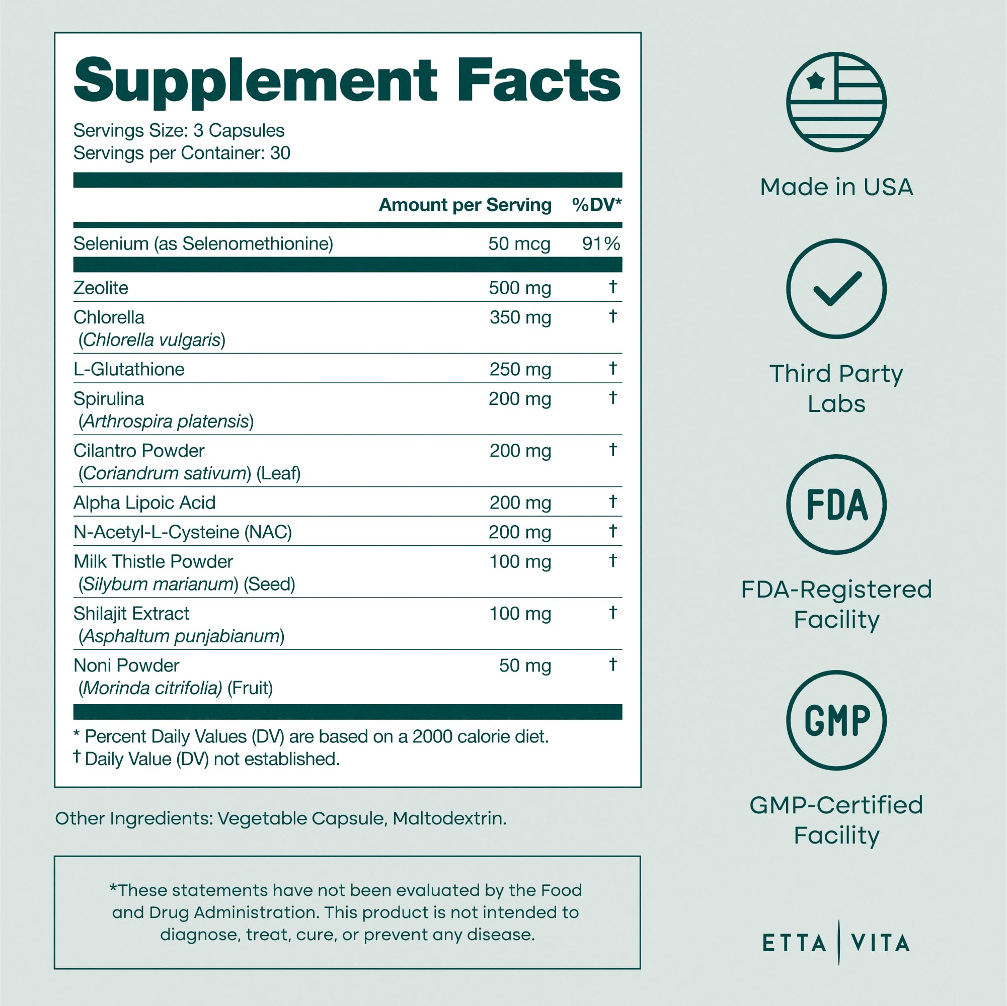Ingredient list for Liver Cleanse Detox & Repair - Zeolite Detox Supplement for Gut Health, Cognition & Natural Energy