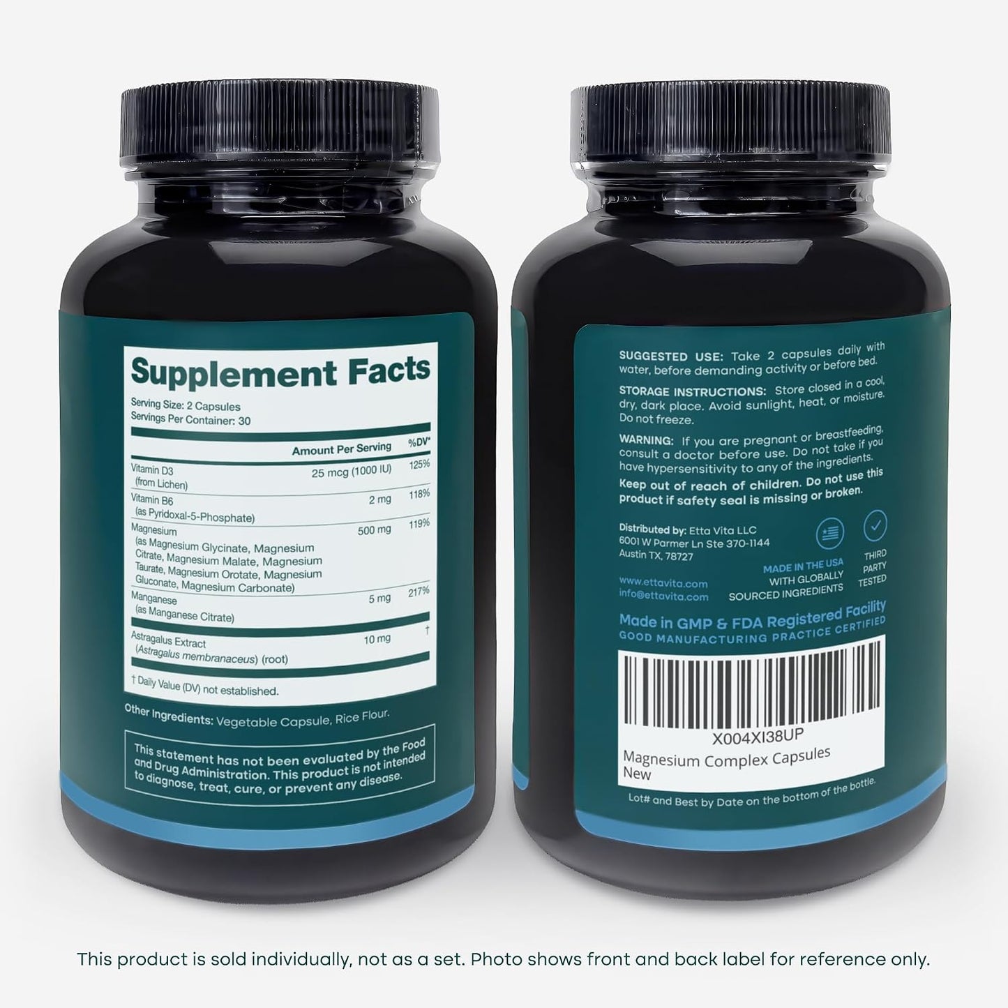 Magnesium Complex for Women & Men 500mg (7-in-1) with Vit D3 & B6 - 60 Ct