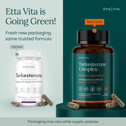 Turkesterone Suppelement 500mg, 20% Standardized Ajuga Turkestanica with BioPerine & Cyclodextrin, Enhanced Absorption for Energy, Strength & Recovery, Vegan, Non-GMO, 3rd Party Tested, 60 Capsules