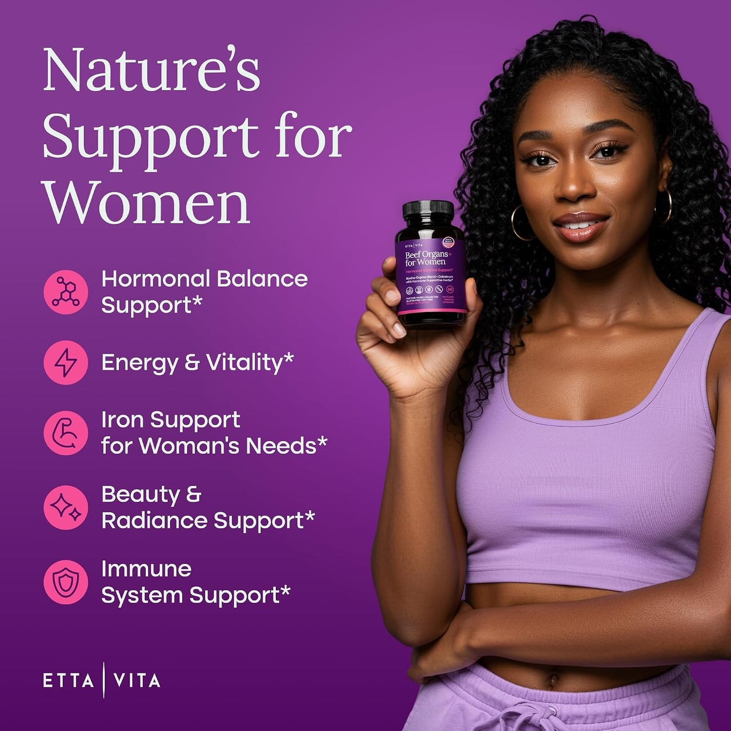 Primal Beef Organ Supplement for Women with Grass-Fed/Finished Ovary, Uterus, Liver, Kidney, Heart, Bone Matrix, Colostrum, Maca, Ashwagandha, Shatavari & Chasteberry - Energy Support Made in USA