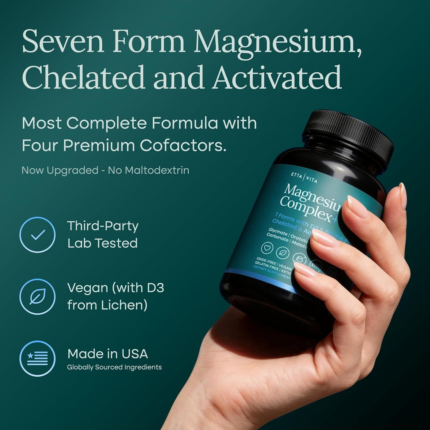 Magnesium Complex for Women & Men 500mg (7-in-1) with VIT D3 & B6-120 Ct