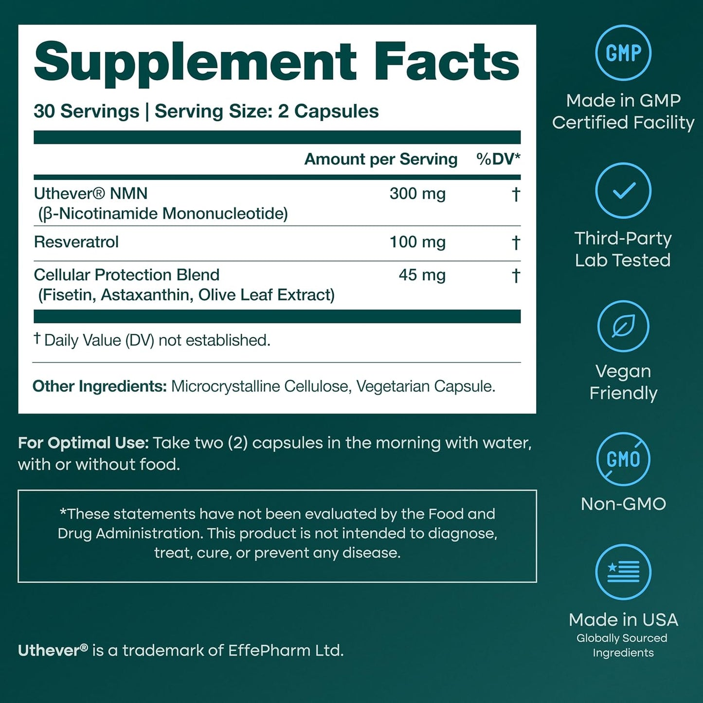NMN Supplement (5-in-1) NAD+ Booster with Resveratrol - Cellular Energy, Focus & Healthy Aging Support for Men and Women - Mitochondria Formula w Fisetin, Astaxanthin, Olive Leaf, Vegan, Made in USA