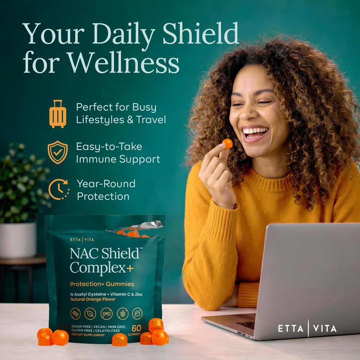 Sugar-Free Gummies - NAC Shield (Immune Support Complex) N-Acetyl Cysteine, Vitamin C & Zinc