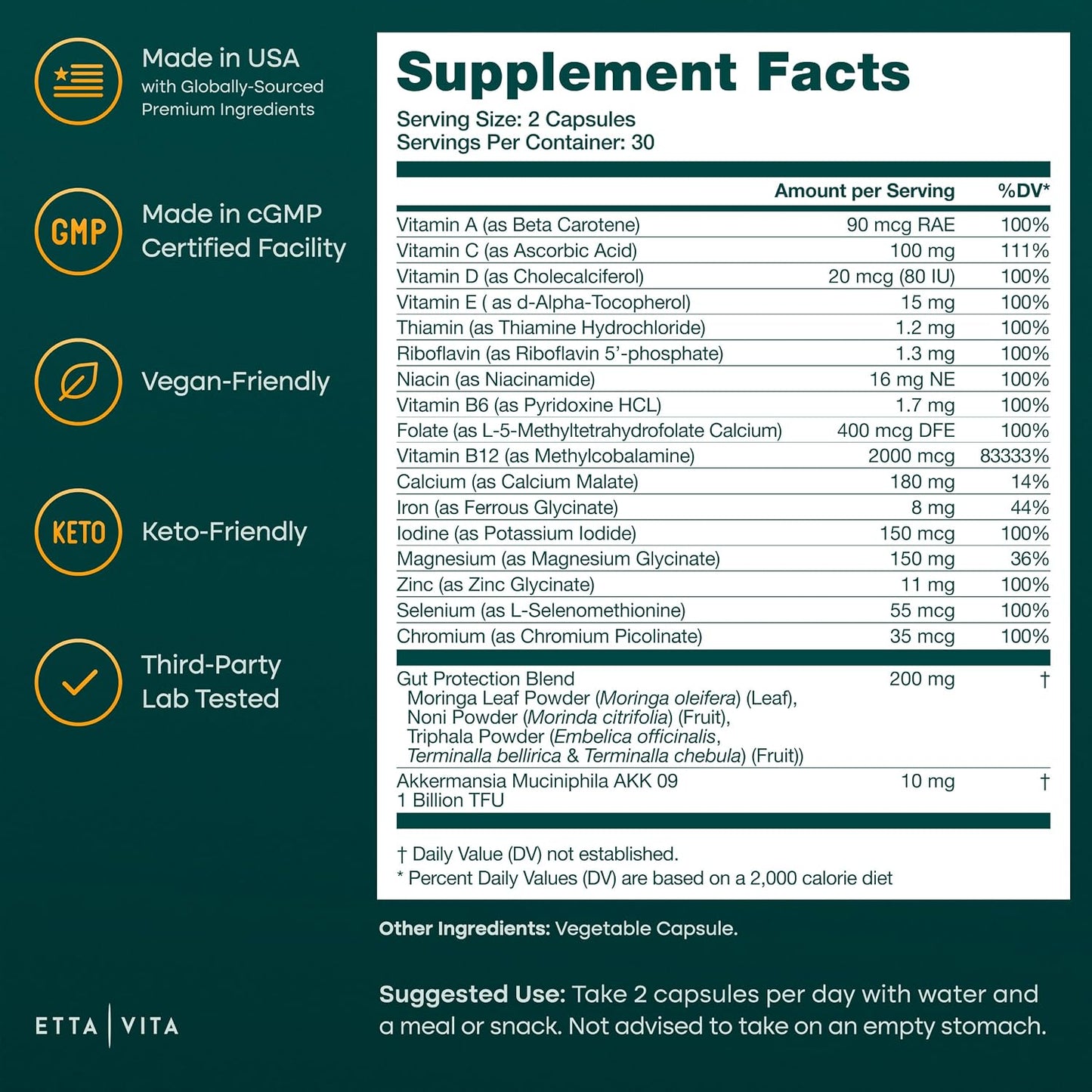 GLP-1 Companion Multivitamin 21 Activated Essentials with Akkermansia, 60ct
