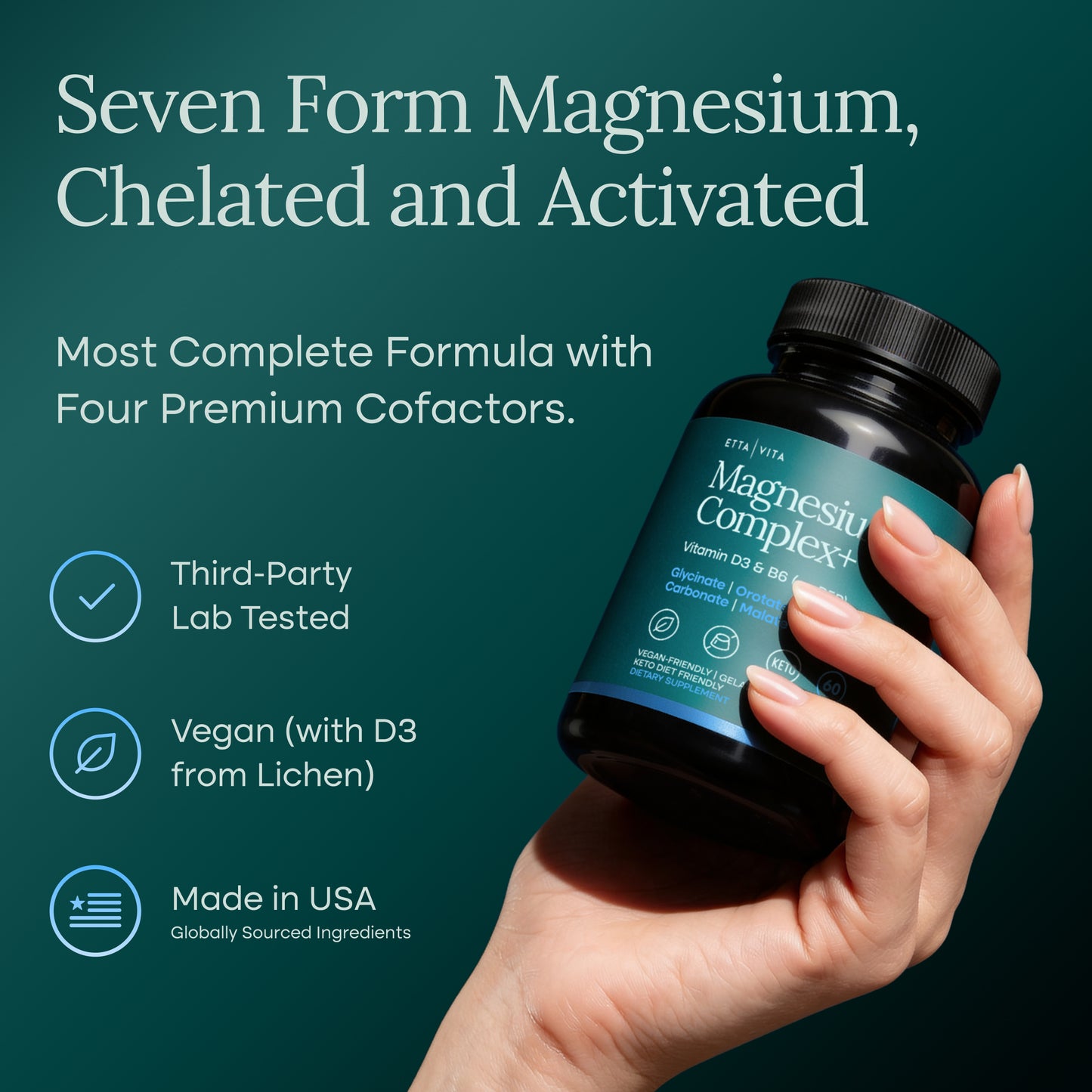 Magnesium Complex 7-in-1 500mg with D3 &amp; B6 P5P - Multi-Form Blend with Glycinate, Citrate, Malate, Taurate &amp; Orotate - Supports Sleep, Calm, Muscle Recovery &amp; Bone Health [Oxide-Free]