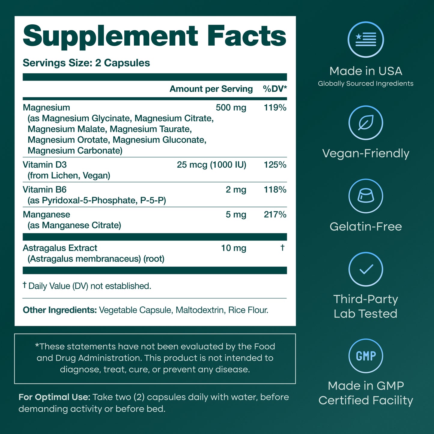 Magnesium Complex 7-in-1 500mg with D3 &amp; B6 P5P - Multi-Form Blend with Glycinate, Citrate, Malate, Taurate &amp; Orotate - Supports Sleep, Calm, Muscle Recovery &amp; Bone Health [Oxide-Free]