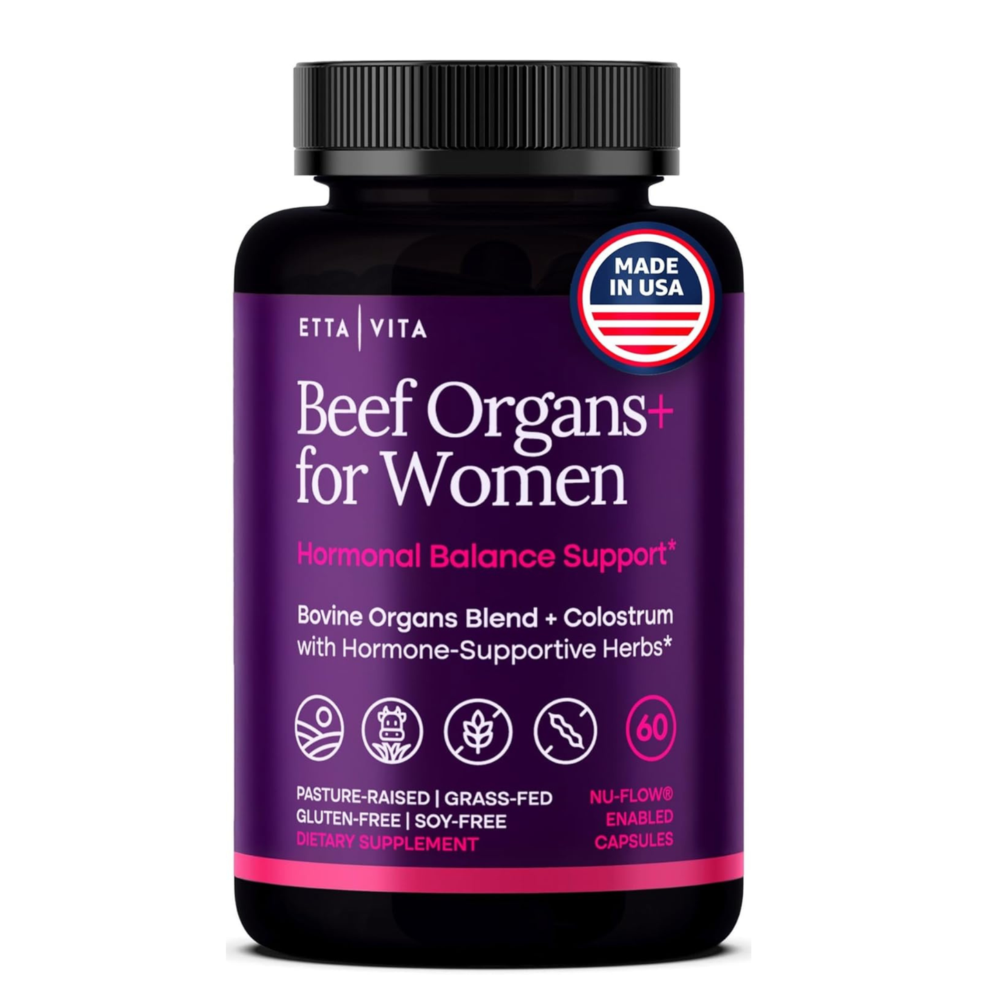 Primal Beef Organ Supplement for Women (Made in USA) Boosted w Shatavari, Maca, Ashwagandha, and Chasteberry