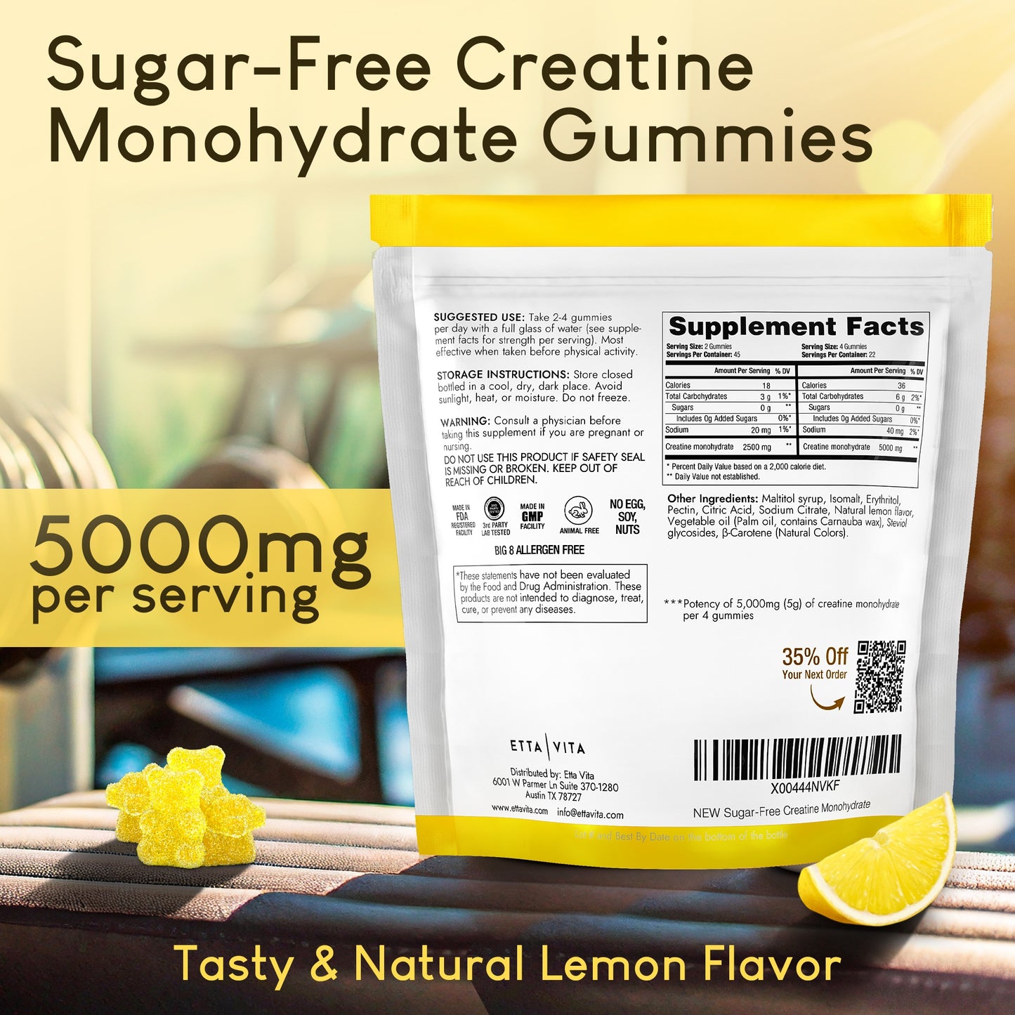 Sugar-Free Creatine Monohydrate Gummies