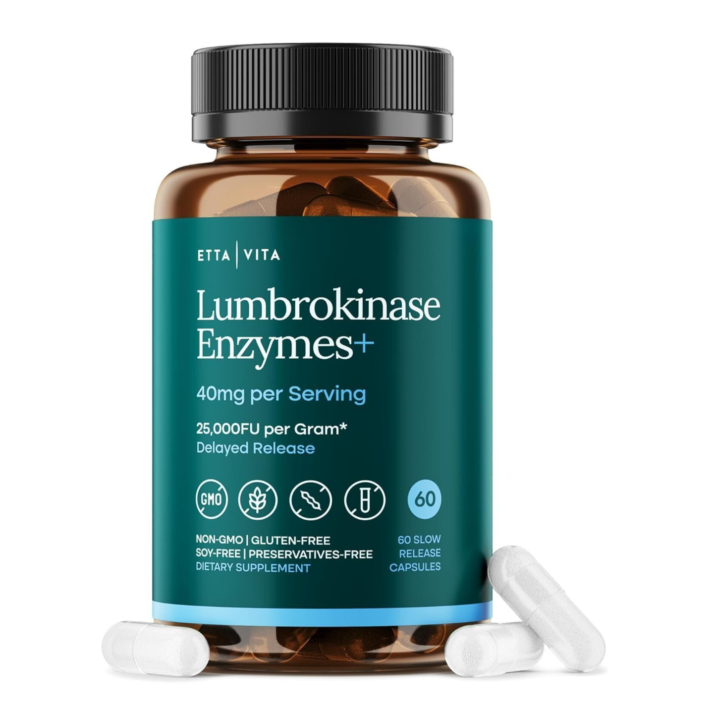 Lumbrokinase Enzymes Capsules for Energy Support, Digestion, Detox, Cognition & Gut Health