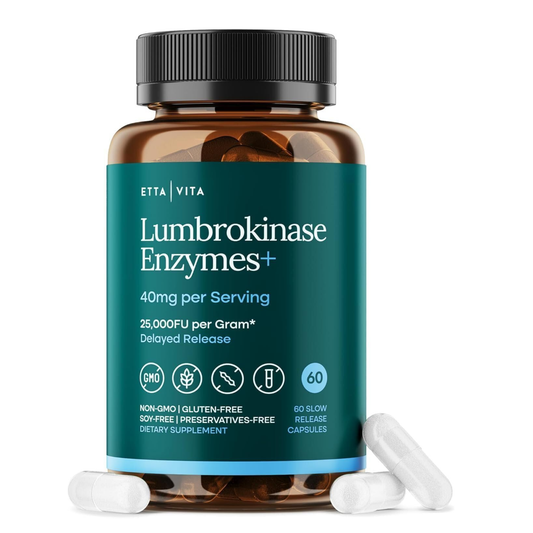 Potent Lumbrokinase Supplement 40mg/Serving (Max Activity - 800,000 Units) - Lumbrokinase Enzymes Capsules for Energy Support, Digestion, Detox, Cognition & Gut Health - Similar to Nattokinase