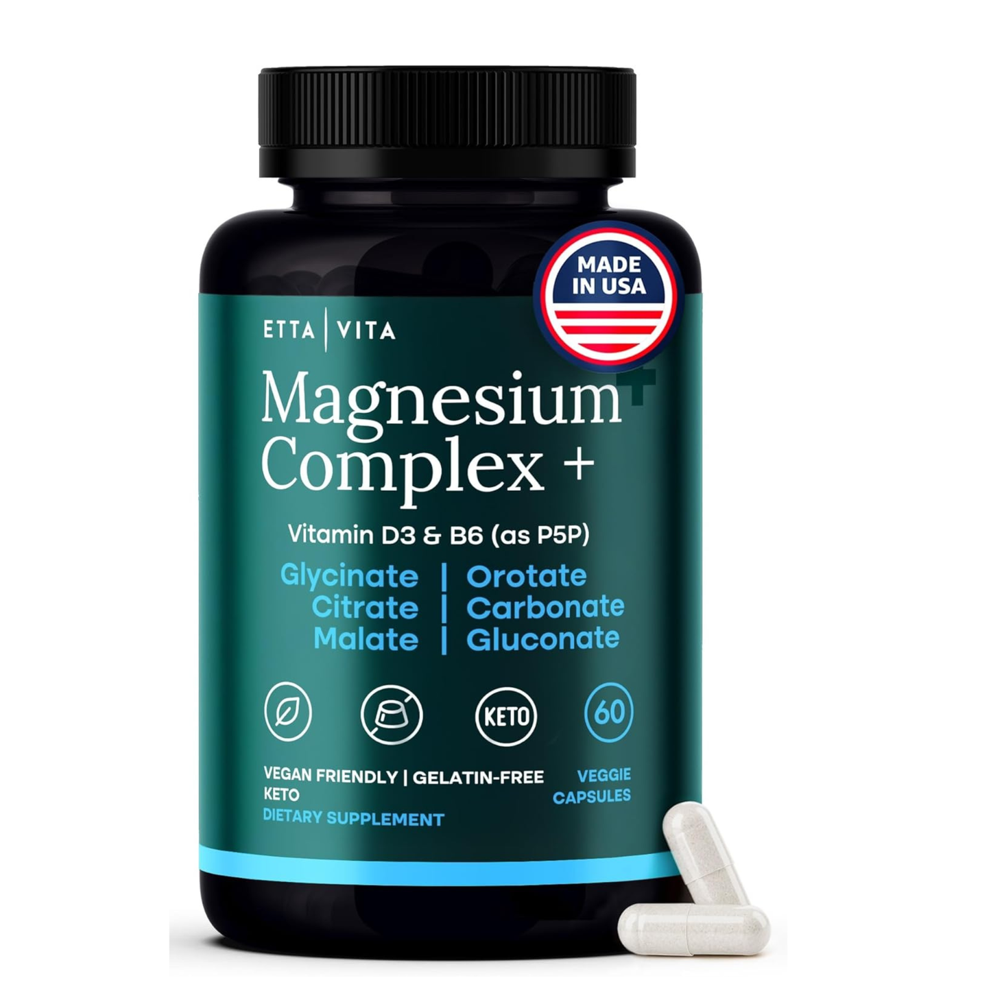 Magnesium Complex 7-in-1 500mg with D3 &amp; B6 P5P - Multi-Form Blend with Glycinate, Citrate, Malate, Taurate &amp; Orotate - Supports Sleep, Calm, Muscle Recovery &amp; Bone Health [Oxide-Free]