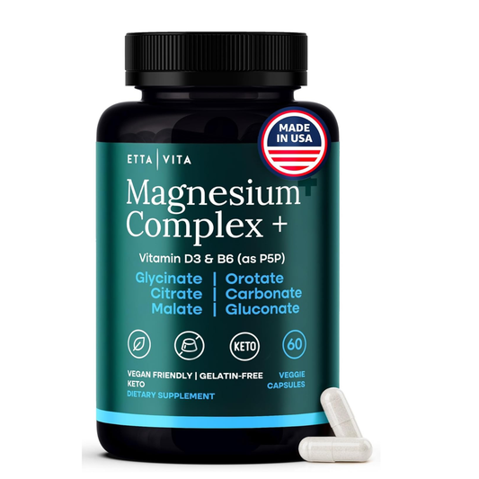 Magnesium Complex 7-in-1 500mg with D3 &amp; B6 P5P - Multi-Form Blend with Glycinate, Citrate, Malate, Taurate &amp; Orotate - Supports Sleep, Calm, Muscle Recovery &amp; Bone Health [Oxide-Free]