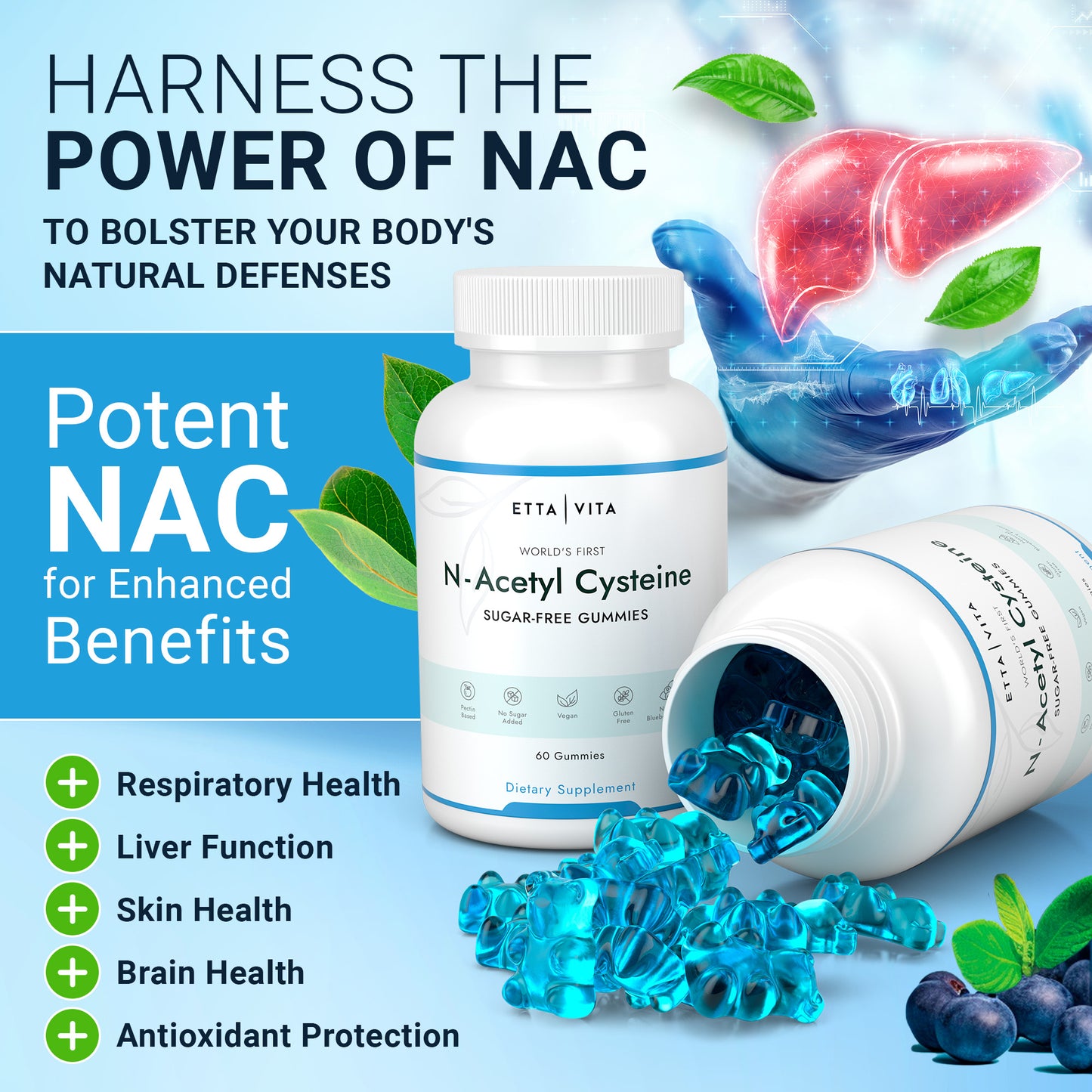 Sugar-Free NAC Gummies (N-Acetyl Cysteine Supplement)
