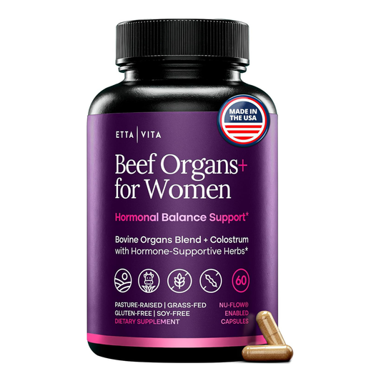 Primal Beef Organ Supplement for Women - Made with Grass-Fed/Finished Organs: Ovary, Uterus, Liver, Kidney, Heart, Bone Matrix, Colostrum, Maca, Ashwagandha, Shatavari & Chasteberry - Energy Support Made in USA