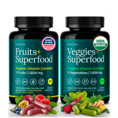 180 Potent Fruits and Vegetable Caps for Energy Boost & Daily Fruit and Vegetable Vitamins