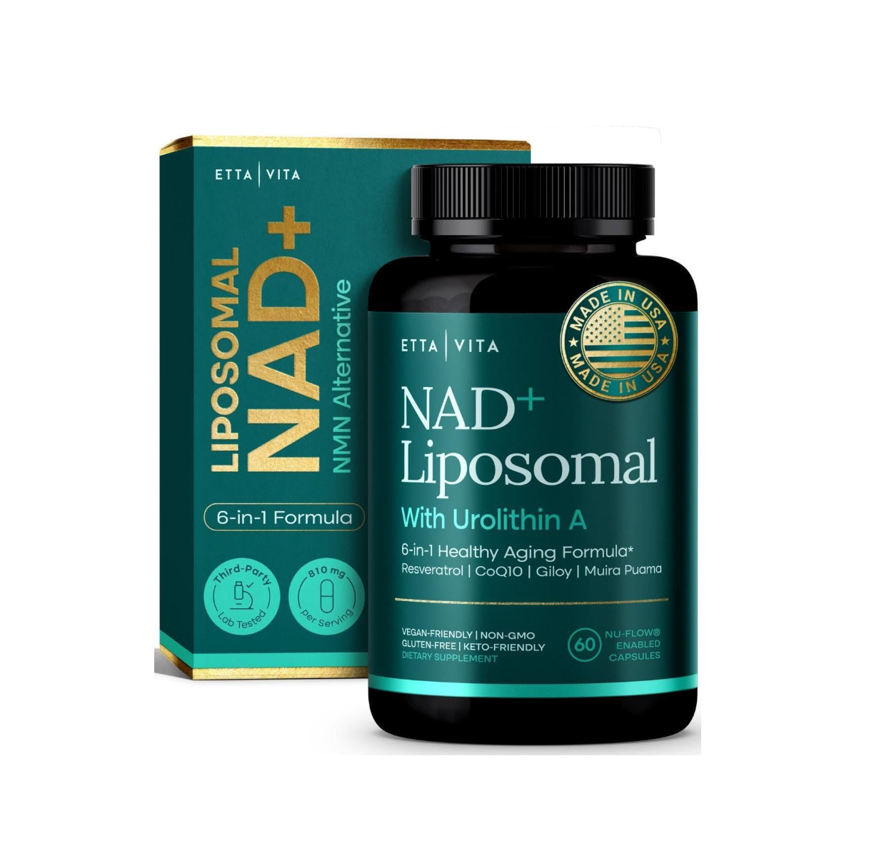 Liposomal NAD+ Supplement - Resveratrol, Urolithin A, CoQ10 & Muira Puama