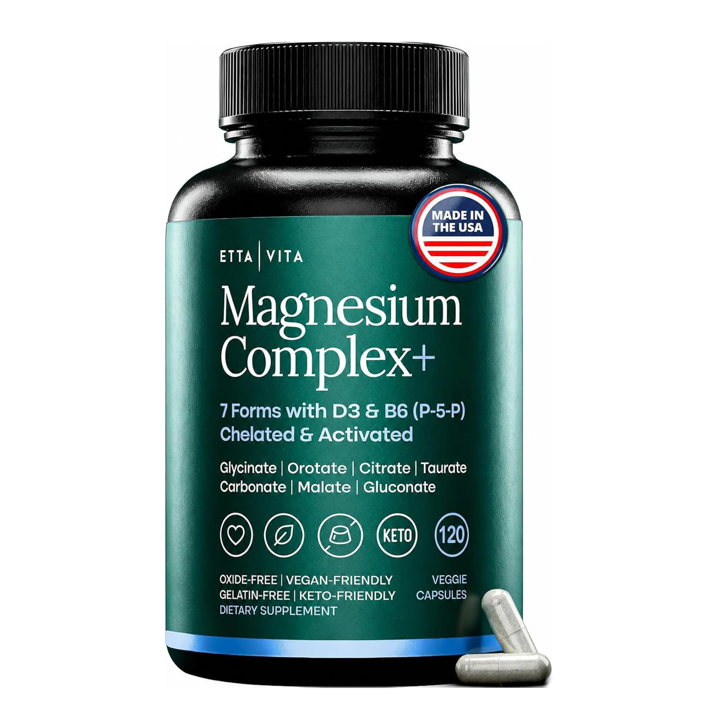 Magnesium Complex for Women & Men 500mg (7-in-1) with VIT D3 & B6-120 Ct