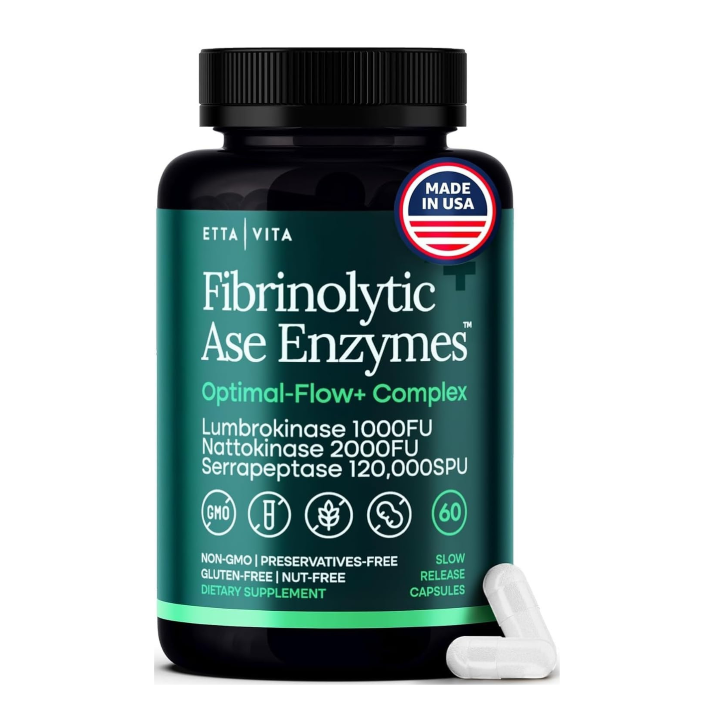 Potent Nattokinase 4000 FU Serrapeptase 240000 SPU Lumbrokinase 2000 FU Supplement